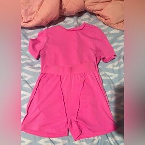 Pink crop top and shorts set